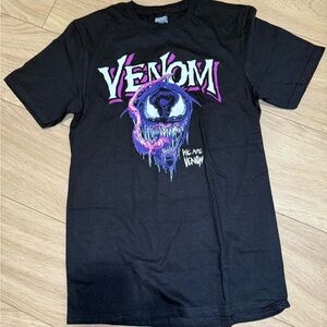 Marvel Venom Black Tee with Purple and Blue Graphic